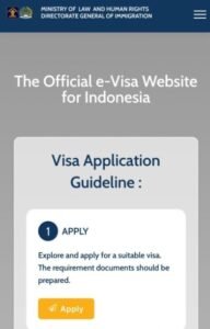 Izin tinggal secara online Via evisa.immigration.go.id.